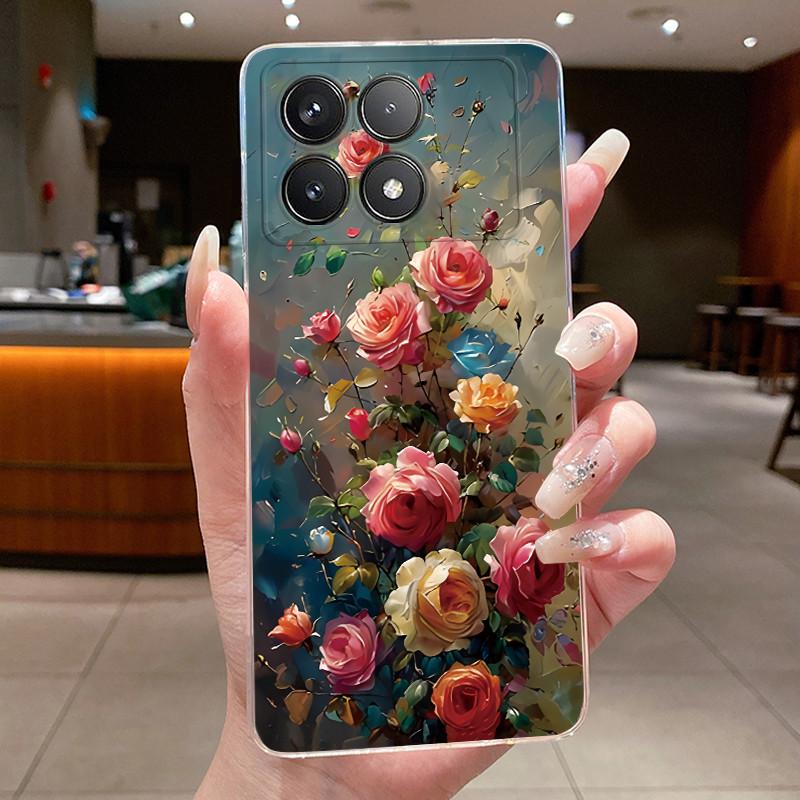 Phone Case For Poco F6 Pro Redmi K70 Pro K70E Case Aesthetic Shell Luxury Fashion Butterfly Flowers Soft TPU Back Clear Cover