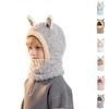Children's Plush Warm Ear Pullover Hat With Plush Mask And Neck