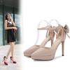 Fashion New High Heels For Women With Slim Heels With Versatile Bows With One-Liner Buckles Pointed Toe Shallow Mouth Single Shoes
