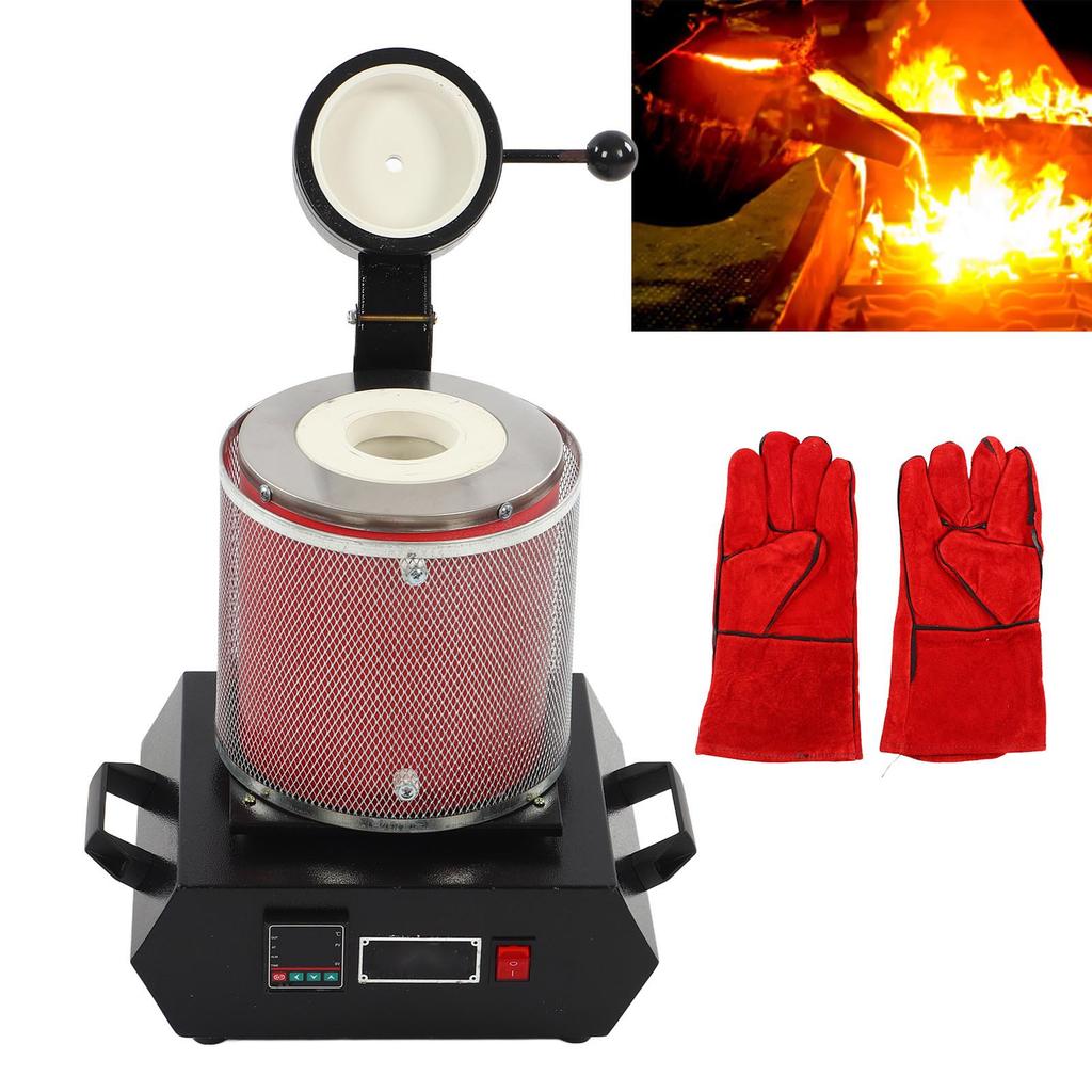 3KG Electric Furnace Smelter Red 3KG Gold Melting Furnace Electric Smelting Furnace Smelter for Jewelry Metal Gold Silver