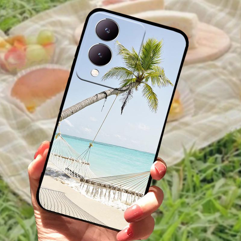 Чехол для Vivo Y17s Модный Мультяшный Черный Силиконовый Мягкий Задний Чехол-Крышка Для Vivo Y17s Чехол для Телефона 6.56" Y 17 s Funda Coque