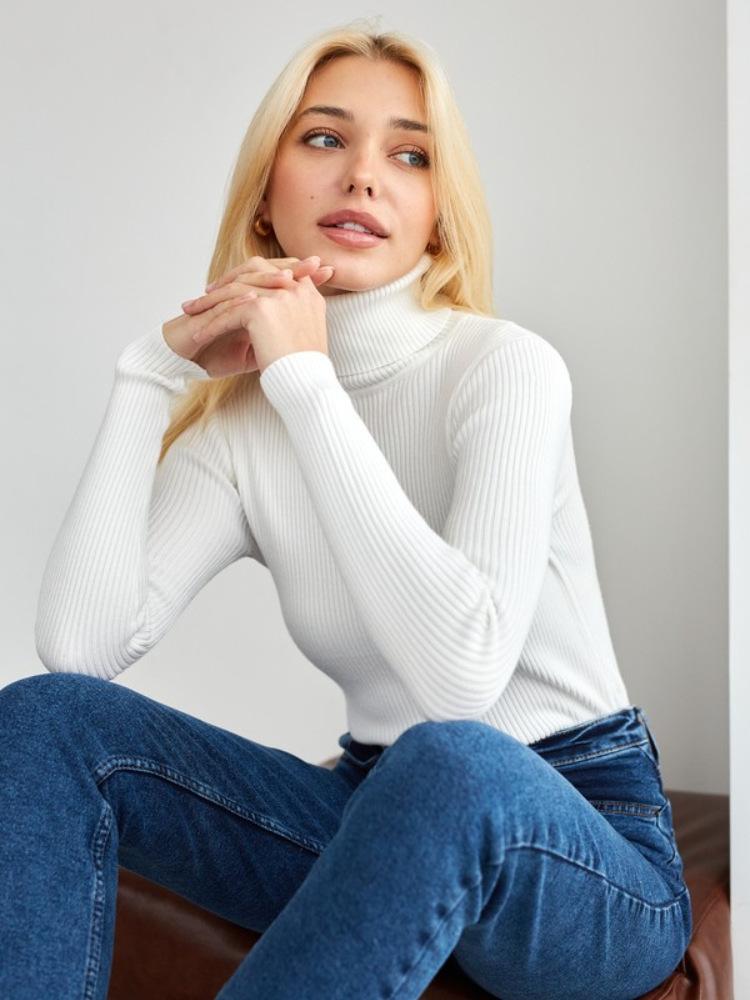 Women's High-Neck Knitted Pullover / Base Layer