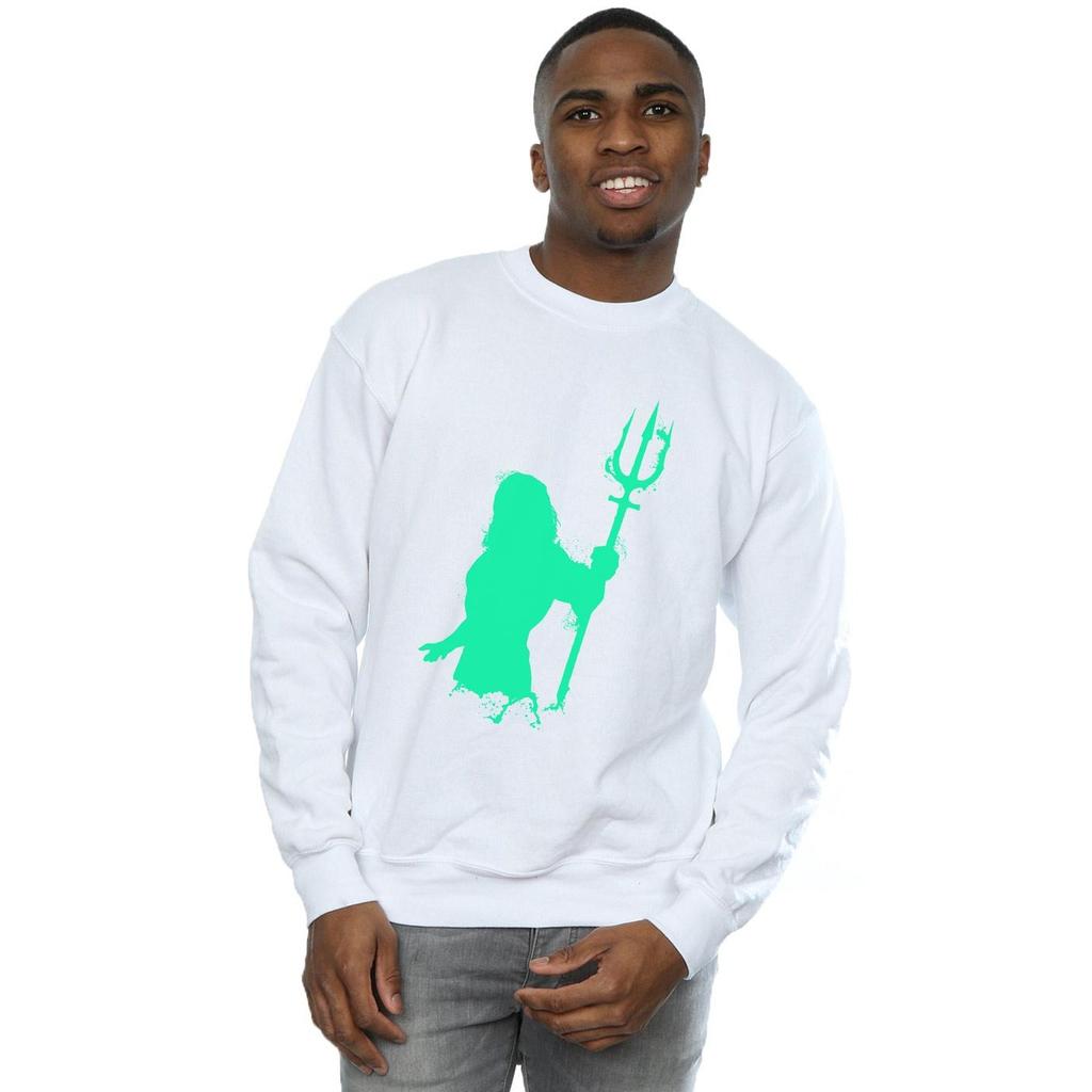 DC Comics Mens Aquaman Aqua Silhouette Sweatshirt