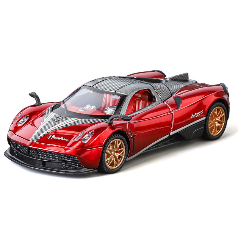 Масштаб 1/32 Суперкар Pagani Huayra BC Металлическая литая модель автомобиля Библиотека Статическая Звук и свет Украшения Подарок на день рождения для парня