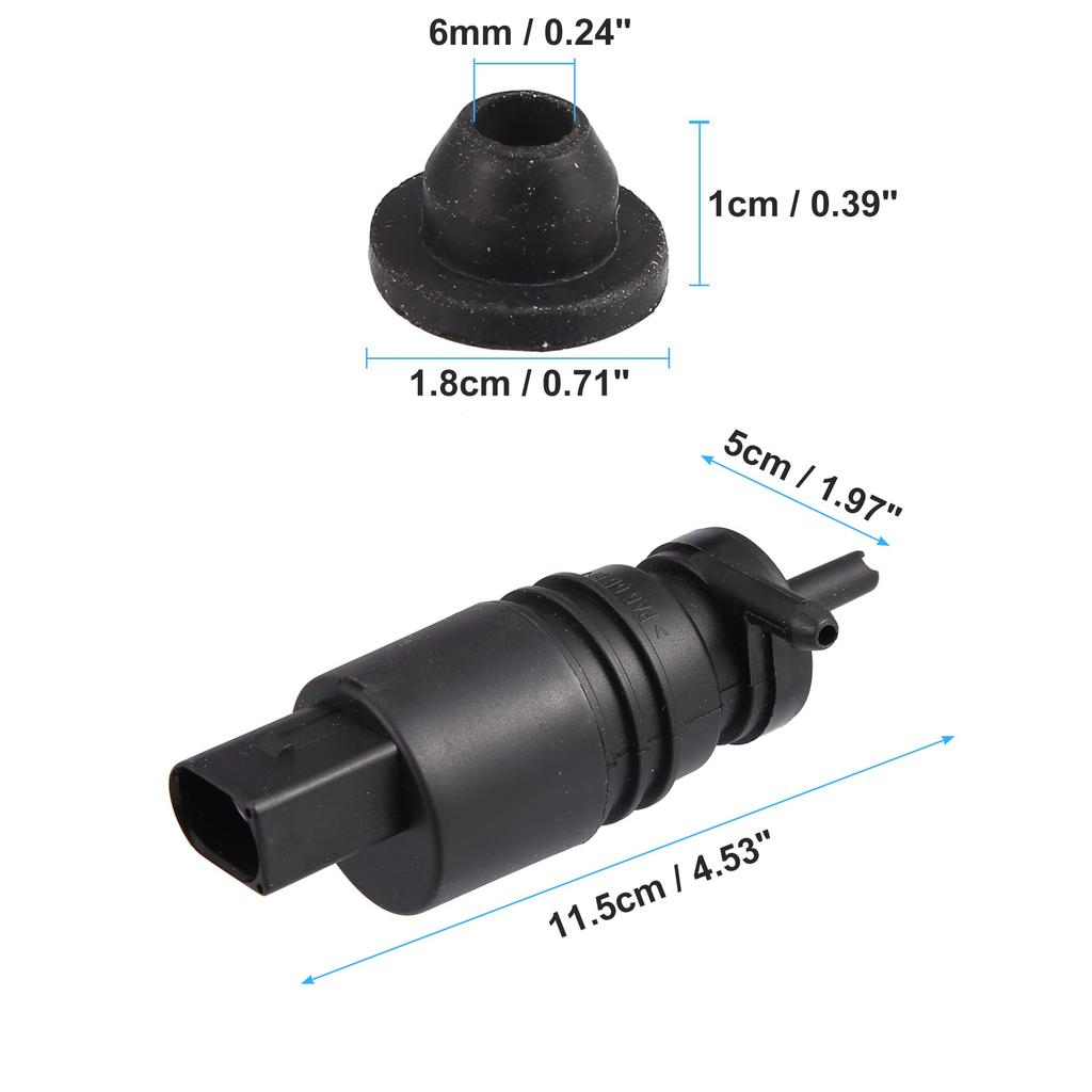 ACROPIX Windshield Washer Motor Pump with Grommets for BMW X3 Black 1 Piece