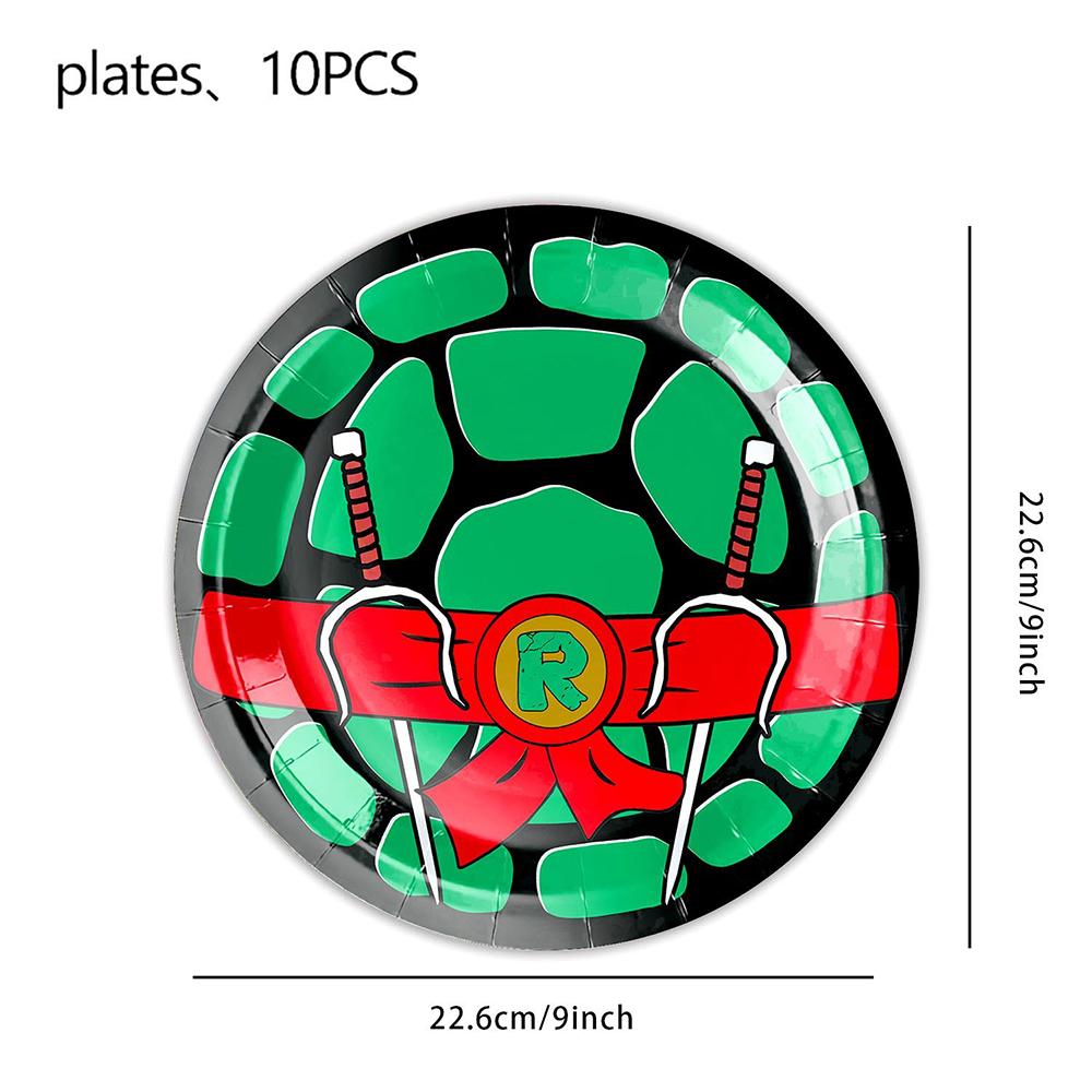 Принадлежности для вечеринки «Черепашки-ниндзя» с тарелками, стаканами, салфетками и скатертью