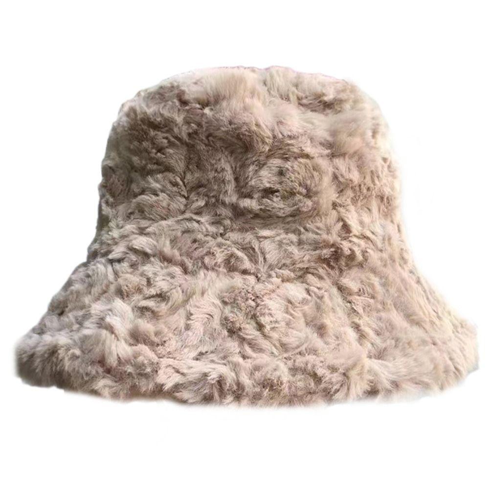 Winter Faux Fur Fluffy Bucket Hats Women Outdoor Thick Warm Hat Soft Furry Fisherman Cap Girl Fashion Panama Sun Cap
