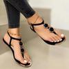 New Summer Sandals Women Fashion Casual Beach Outdoor Flip Flop Sandals Metal Decoration Ladies Flat Shoes Big Size 35-43