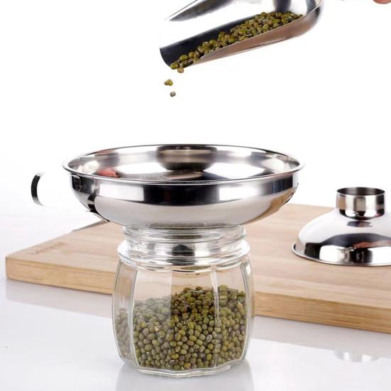 Широкогорлая воронка с ручками из нержавеющей стали, кухонная воронка, стакан для джема, салата, заправки, воронки, фильтр для масла, кофе, вина, воды