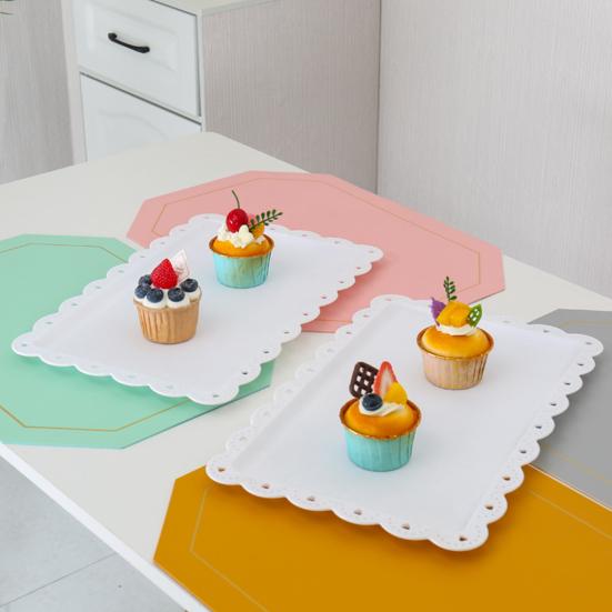 3шт сервировочные подносы большой прямоугольный поднос для десерта пластиковые прочные многоразовые тарелки плоский поднос для печенья и кексов на день рождения, чаепитие, свадьба