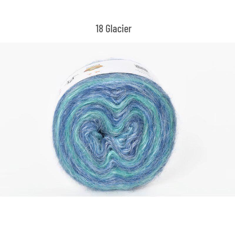 Пряжа из мохера ручной окраски с градиентным радужным переходом - Пушистая, мягкая и идеально подходит для вязания и DIY-проектов.