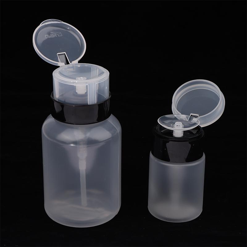 1Pc 60/200Ml Empty Press Nail Bottle Pump Dispenser Plastic Polish Portable Liquid Makeup Remover Cleaner Manicure Tool