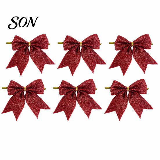 Luxury Style Christmas Tree Toppers Glitter Bow, Gold Sparkling Ribbon Hanging Ornament for Bow Decorations Wreath Gift Box, Festive