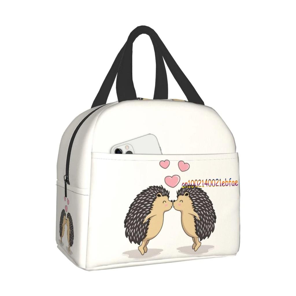 Симпатичные ежики, цветы, синяя сумка для ланча, дорожная коробка, рабочий бенто-холодильник, многоразовая сумка для пикника, изолированные контейнеры, сумки для покупок