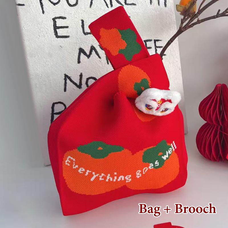 2026 Новогодний Мультяшный Талисман Пони Вязаный Подарочный Мешок Ручной Мешок для Конфет Большая Вместимость Мешок на Завязках на Запястье Милые Многоразовые Сумки для Покупок