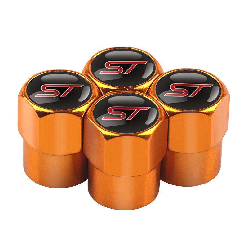 4pcs ST Emblem Aluminum Car Styling Wheel Tire Valve Cap Dust Cover for Ford Fiesta Mondeo Fusion Kuga Edge Mustang Explorer RS