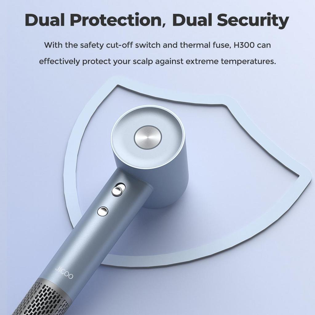Восстановленный высокоскоростной фен JIGOO H300 1600 Вт, 200 миллионов отрицательных ионов, 2 уровня скорости