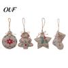 Festive Garland Hanging Supplies Burlap Christmas Ornaments, Rustic Linen Fabric Decoration, Tree Ball Stocking Ornaments for Holiday Star Shaped
