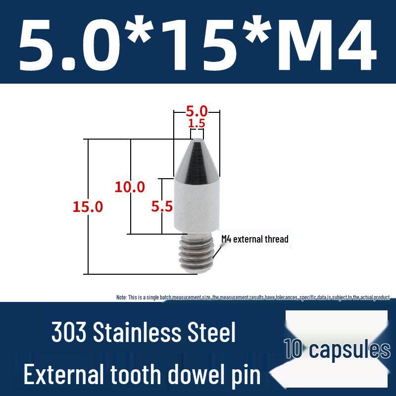 Stainless Steel External Thread Dowel Pin with Tapered/Round/Flat Head, Locating Column M3/M4/M5/M6