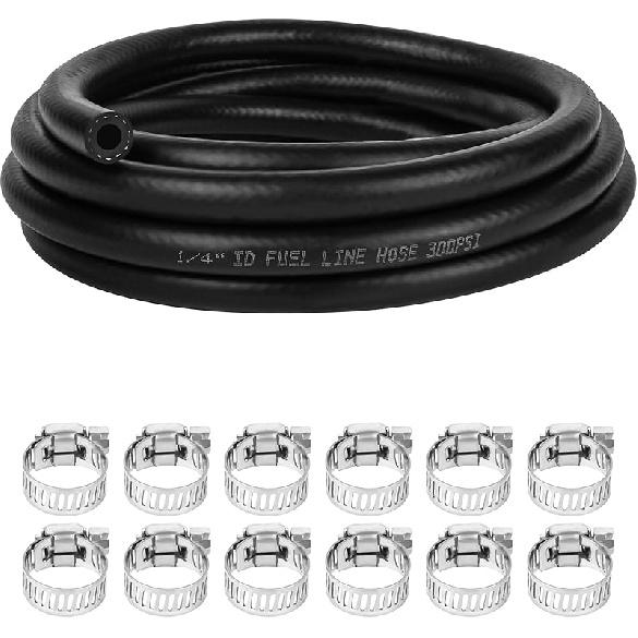 1/4 Inch (6Mm) ID Fuel Line Hose 20FT NBR Rubber Push Lock Hose High Pressure 300PSI For Automotive Fuel Systems Engines…