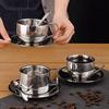 Pcs Coffee Cup Set Stainless Cup with Steel Espresso Saucer And Spoon Double Walled Drinkware