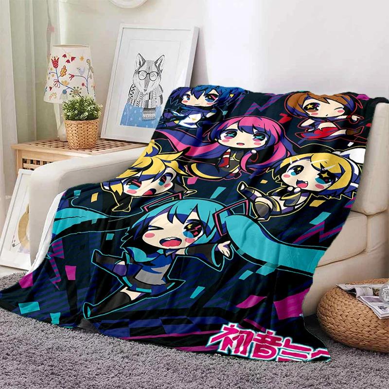 3D M-MIKUS Музыка VOCALOID Мультяшная Девочка Мягкий Плюшевый Плед, Фланелевый Плед для Гостиной Спальни Кровати Дивана Подарок