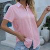 Women Shirts Summer Short Sleeve Lapel Collar Button Up Oversized Blouse Ladies Casual Plus Size Tops