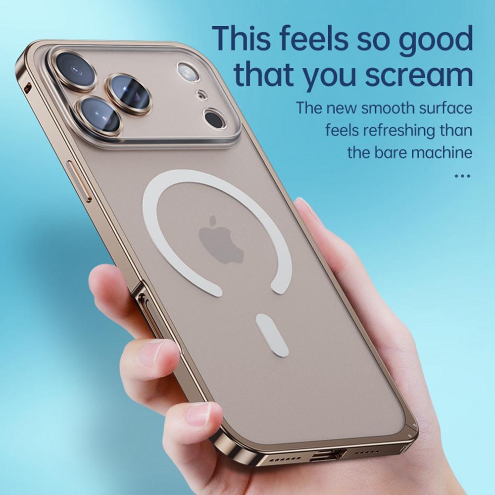 For iPhone 17 Pro Max Metal Clear Case Compatible with MagSafe Safety Lock Back Cover
