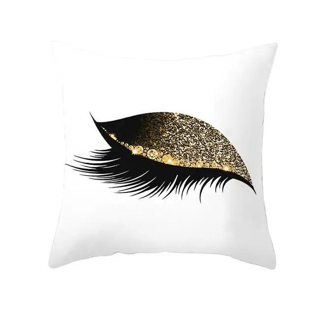 Juste de coussin en polyester avec cils, taie d'oreiller, décoration à la mode, canapé, maison
