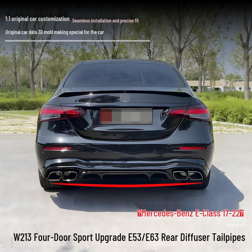 Совместимо с Mercedes-Benz E-Class (2017-2022 гг.) W213 Седан Спортивный E53/E63 Задний диффузор и насадки на глушитель.