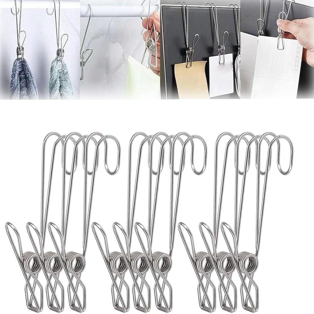 6Pcs Durable Long Tail Clip Organizer Metal Clothespins Multifunctional Towel Organizer Closet