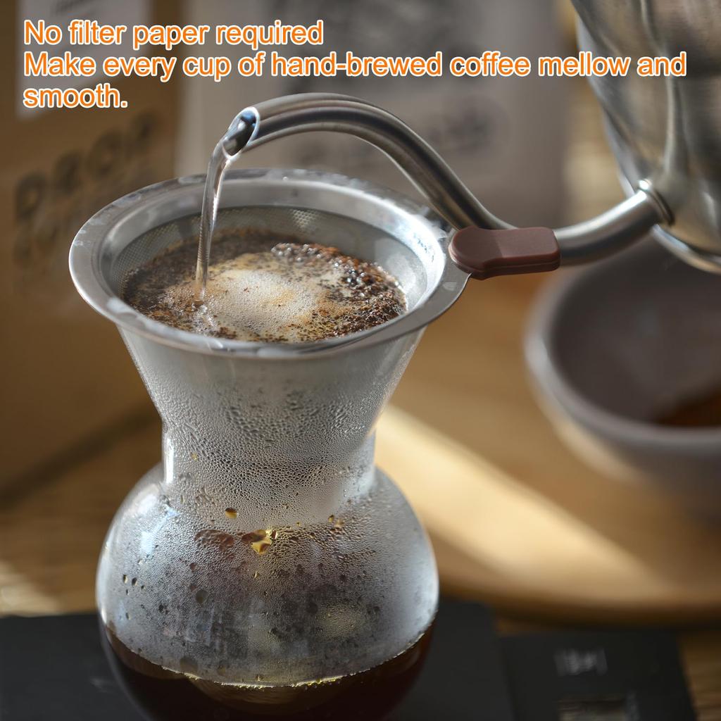 Воронка для кофе uxcell Pour Over 600 Mesh 100 мм в диаметре конусная многоразовая кофеварка с кронштейном из нержавеющей стали на 1-2 чашки