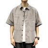 Spring Men Cargo Shirt Turn-down Collar Single-breasted Loose Mid Length Solid Color Chest Pocket Breathable Soft Short Sleeves