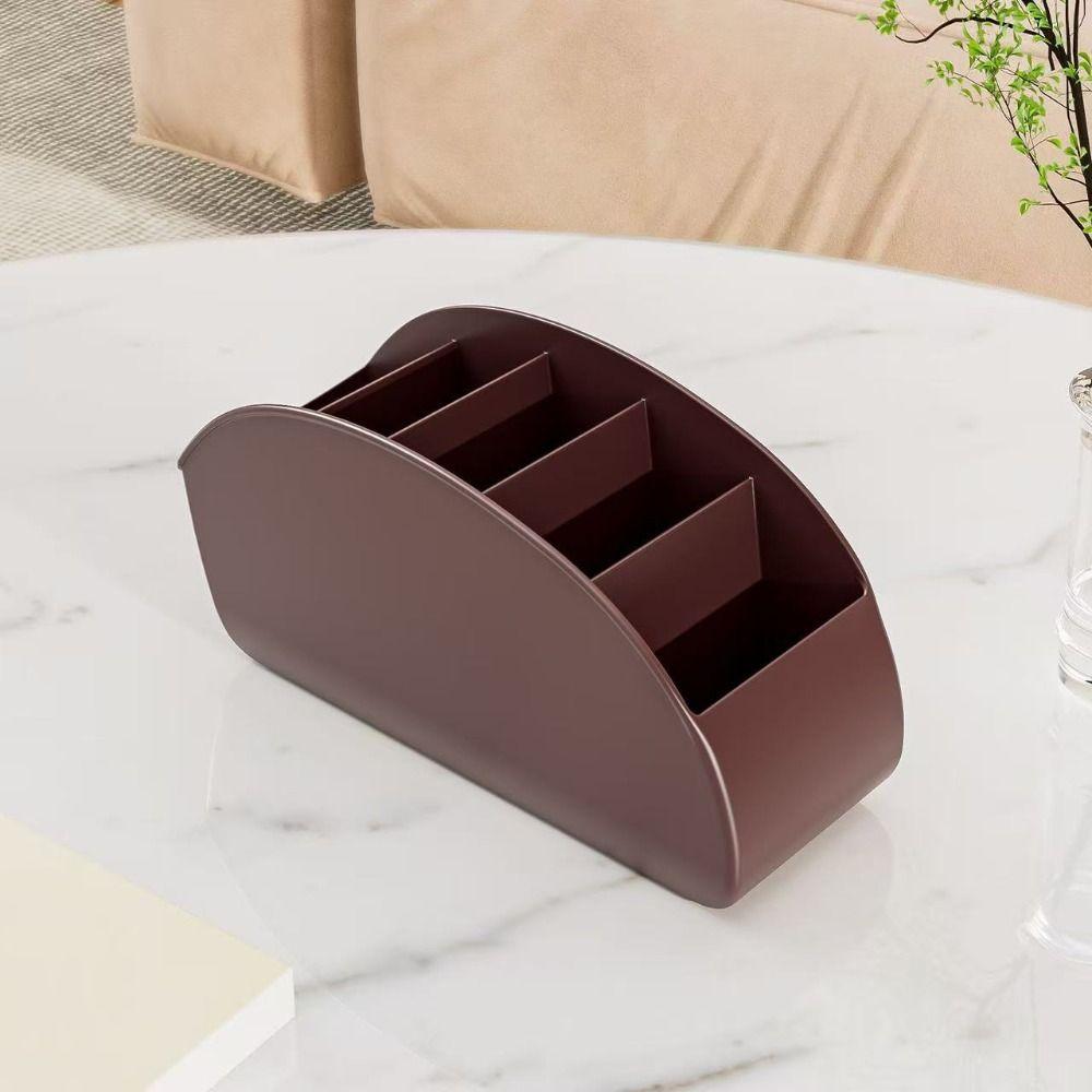 5 Compartments Remote Control Holder Multifunctional Solid Color Makeup Brush Storage Bucket Simple Space-Saving