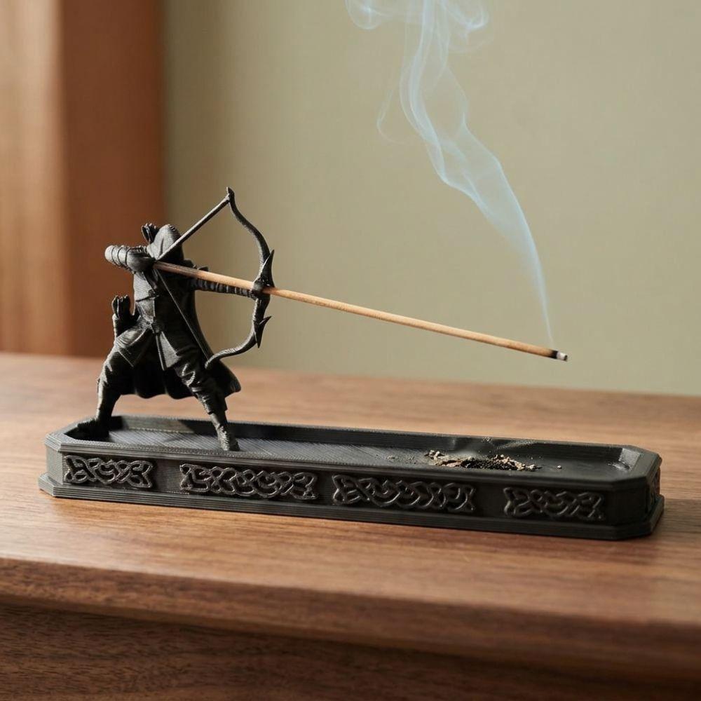 Chinese Style Vintage Archer Incense Burner 3D Printed Long Ash Catcher Incense Tray Gift for Her