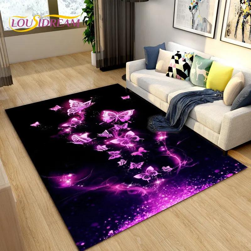3D красочный коврик с бабочкой и цветком, ковер для гостиной, спальни, дивана для йоги, кухонный коврик для ванной комнаты, нескользящий напольный коврик