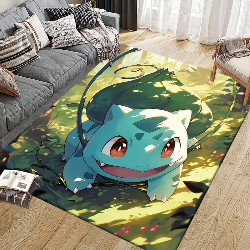 Bulbasaur Pokemon2 Square Area Rug, Non-Slip Floor Mat for Bedroom, Perfect Gift for Bulbasaur Fans