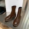 Мода 2024 года, осень, женские ботильоны, туфли на платформе, водонепроницаемые ботинки из искусственной кожи, женские белые короткие ботинки на плоской подошве с круглым носком, Botas De Mujer