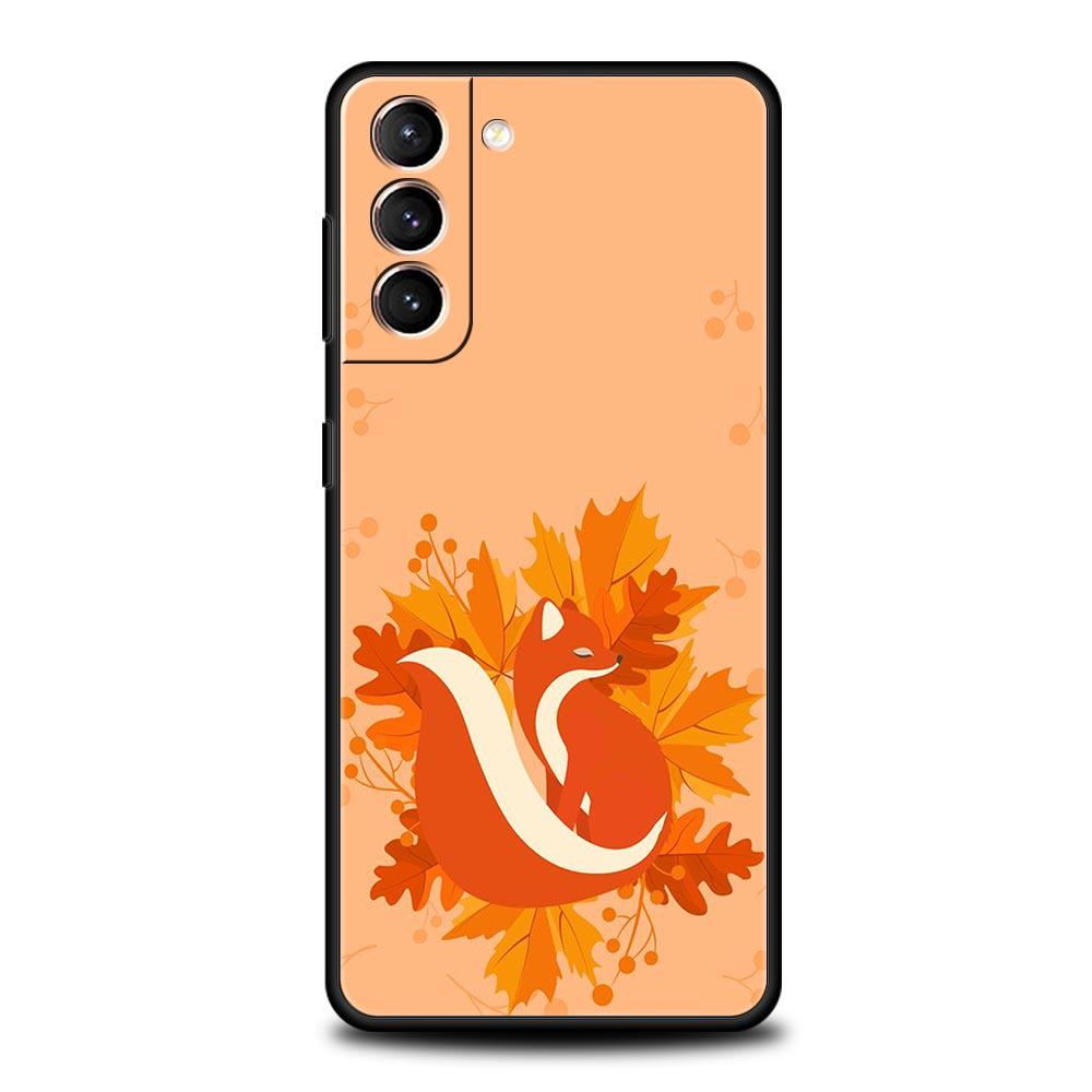 Чехол для телефона Samsung S24 S23 S22 Ultra S20 S21 FE 5G S10 S9 Plus S10E S8 S7 Edge Чехол листья падение лиса тыква Хэллоуин