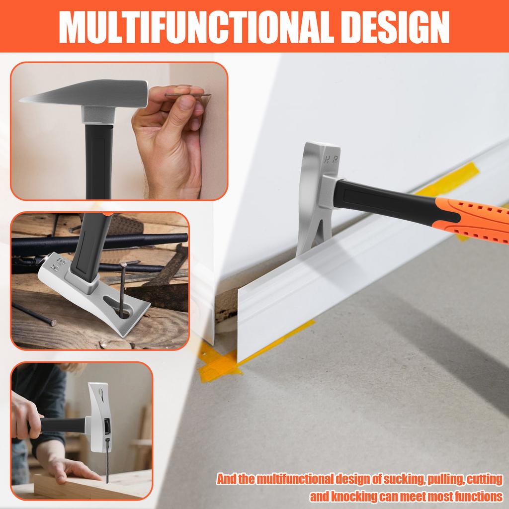 2Pcs 3 in 1 Pry Bar Hammer Multi-functional Unique Hammer 13" Pry Bar with Nail Puller Crowbar Hammers for Woodworking Hand Tool