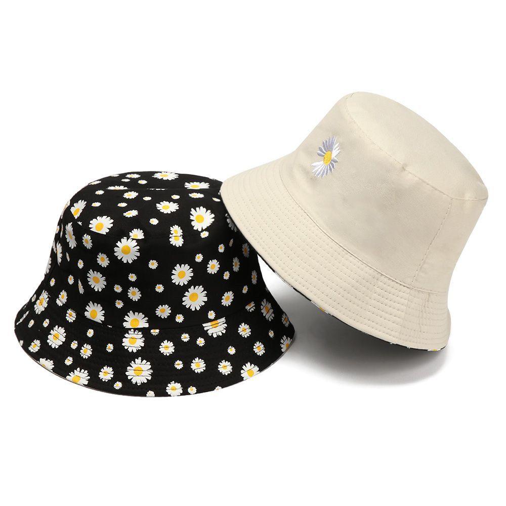 Spring Summer Portable Daisies Foldable Bucket Hat Sun Hat Beach Cap Fisherman Cap