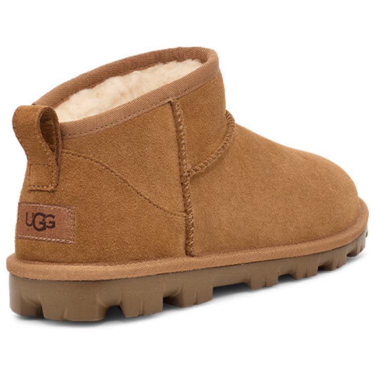 UGG Двухслойные теплые нескользящие удобные однотонные короткие зимние ботинки унисекс коричневые 1166732-CHE