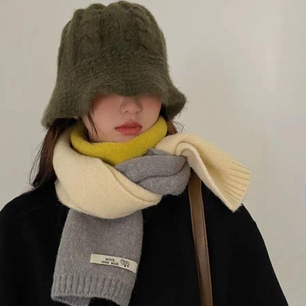 Striped Knitted Scarves Korean Style Neckerchief Shawl New Wool Scarf L Women