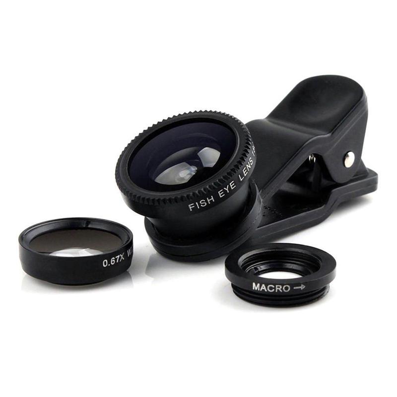 Three-in-one Fish-eye Lens Special Effect Phone Magnifying Glass Wide-angle Macro Selfie Artifact