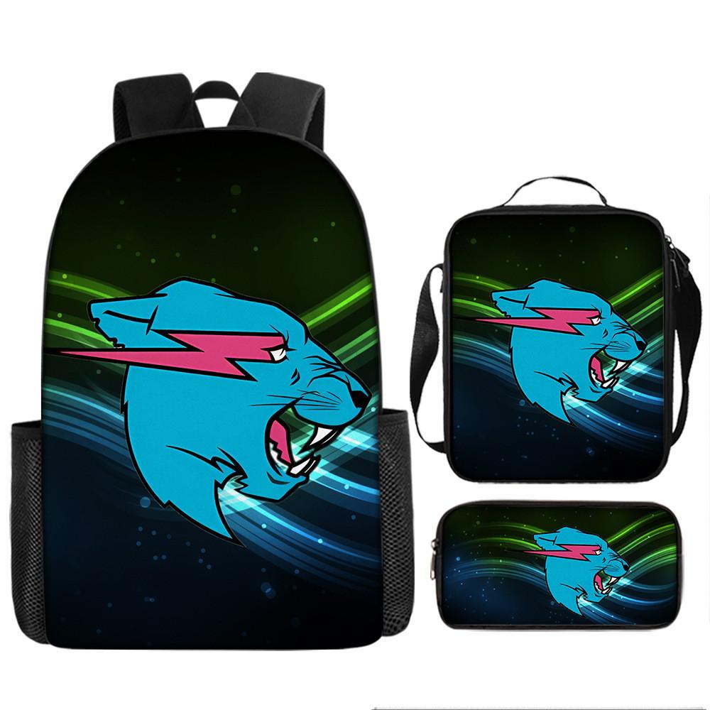 Mr Beast Lightning Cat 3d Print School Backpack With Breathable Oxford Fabric For Kids