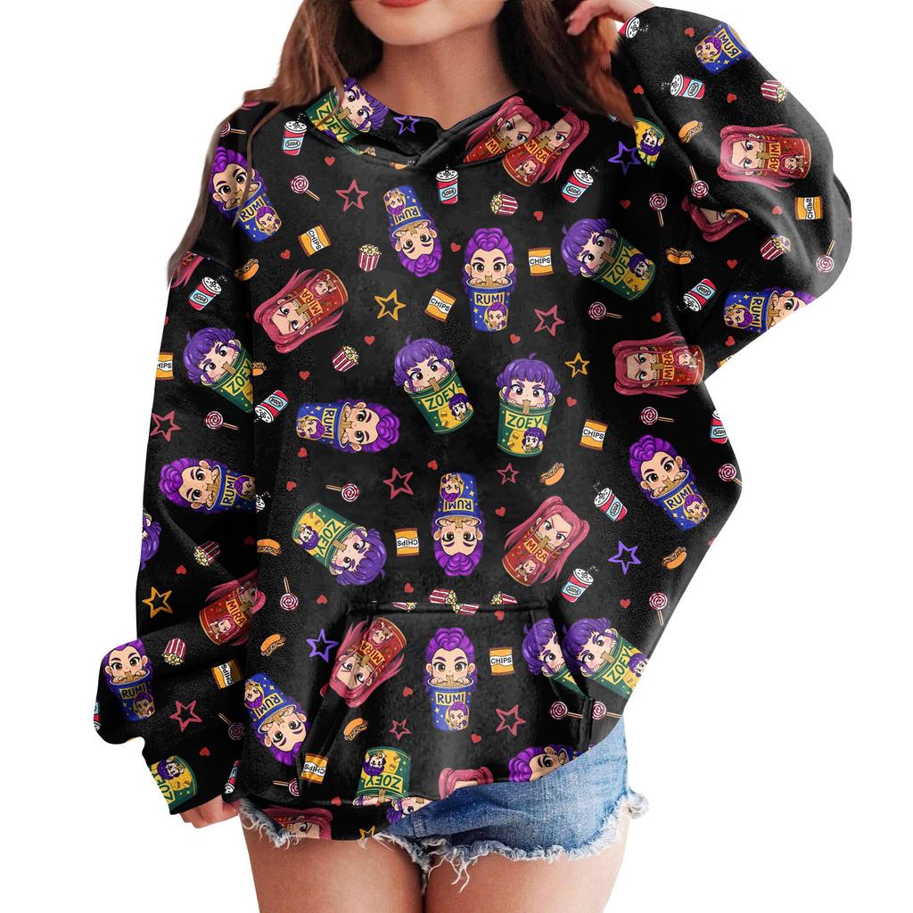 Sweatshirts For Teen Girls Hoodies Long Sleeve Drawstring Pullover Cute Printed Hoodie Top