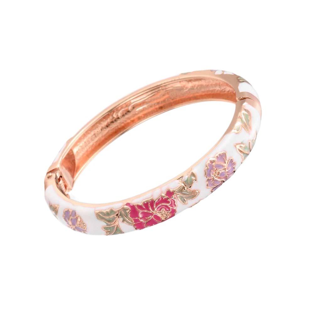 Traditional Filigree Enamel Bangle Hanfu Accessories Hollow Out Peony Bracelet Festival Gifts