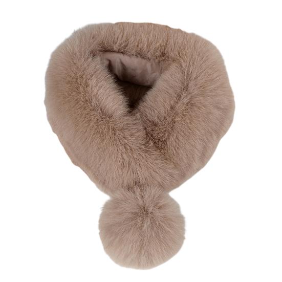 Imitation Fur Winter Scarf with Faux Fur Balls Solid Color Thickened Warm Neck Shawl