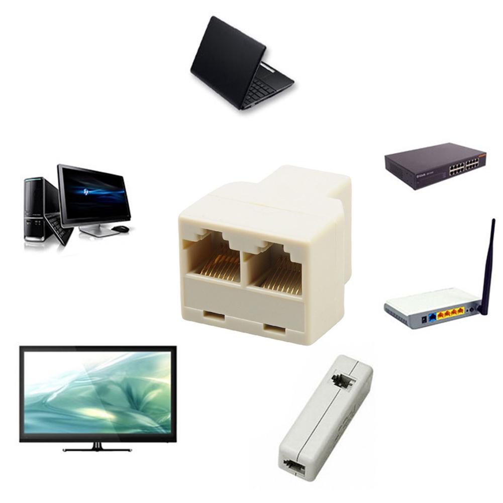 1-2-полосный адаптер Cat6/5/5e RJ45 с двумя гнездами для сетевого разветвителя Ethernet