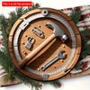 2D Flat 20cm 1pc Dad Father's Day Labor Style Round Wooden Wall Hanging Decor Present, Hammer Wrench Round Ruler and Lock Pattern Wooden Pendant